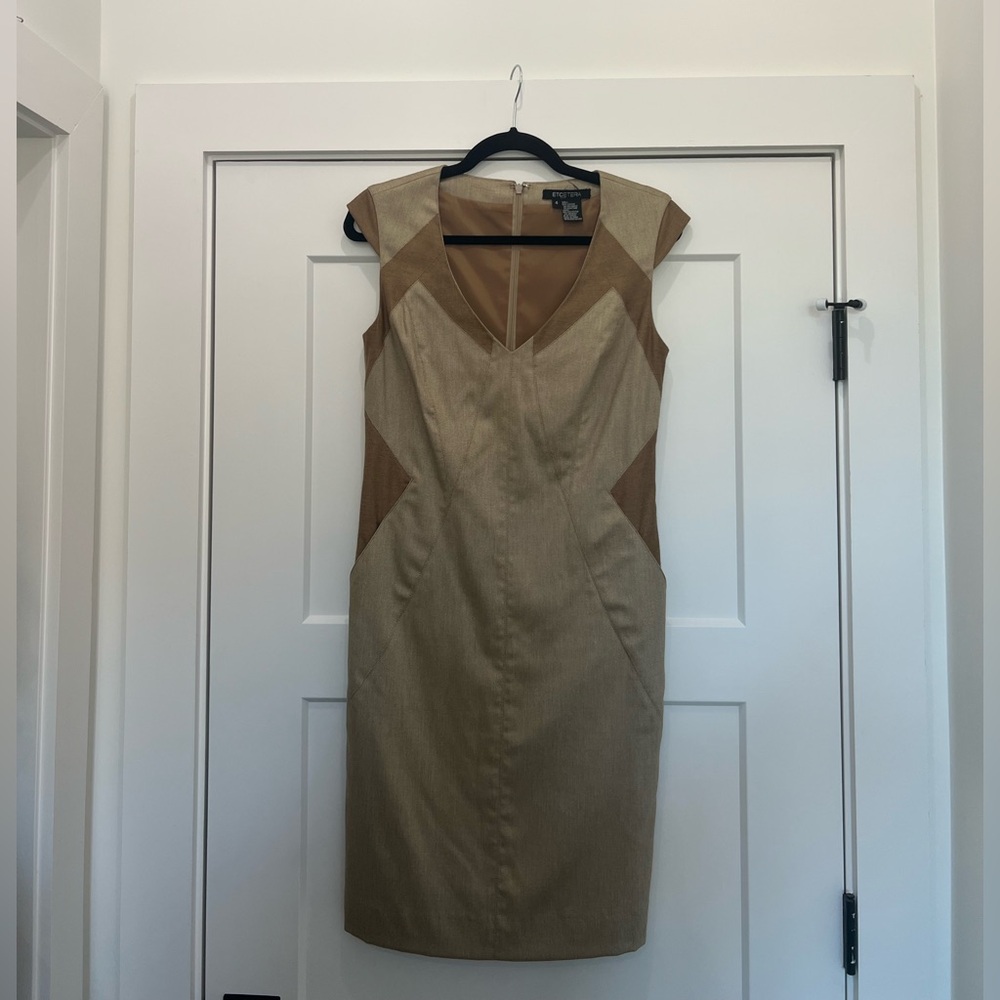 Etcetera Tan and Brown Midi Dress